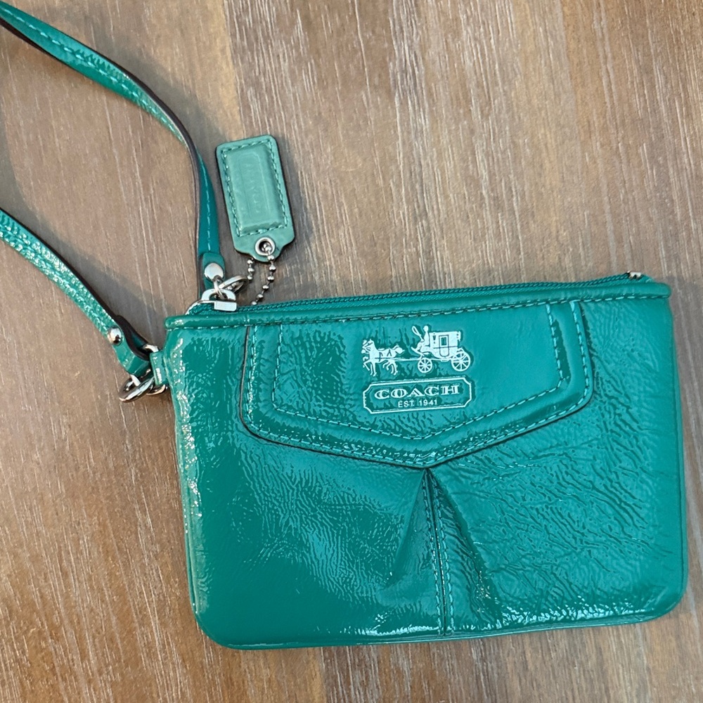 Coach Teal Wristlet Clutch